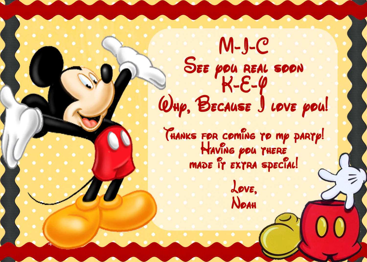 Free Mickey Mouse Party Invitation Template