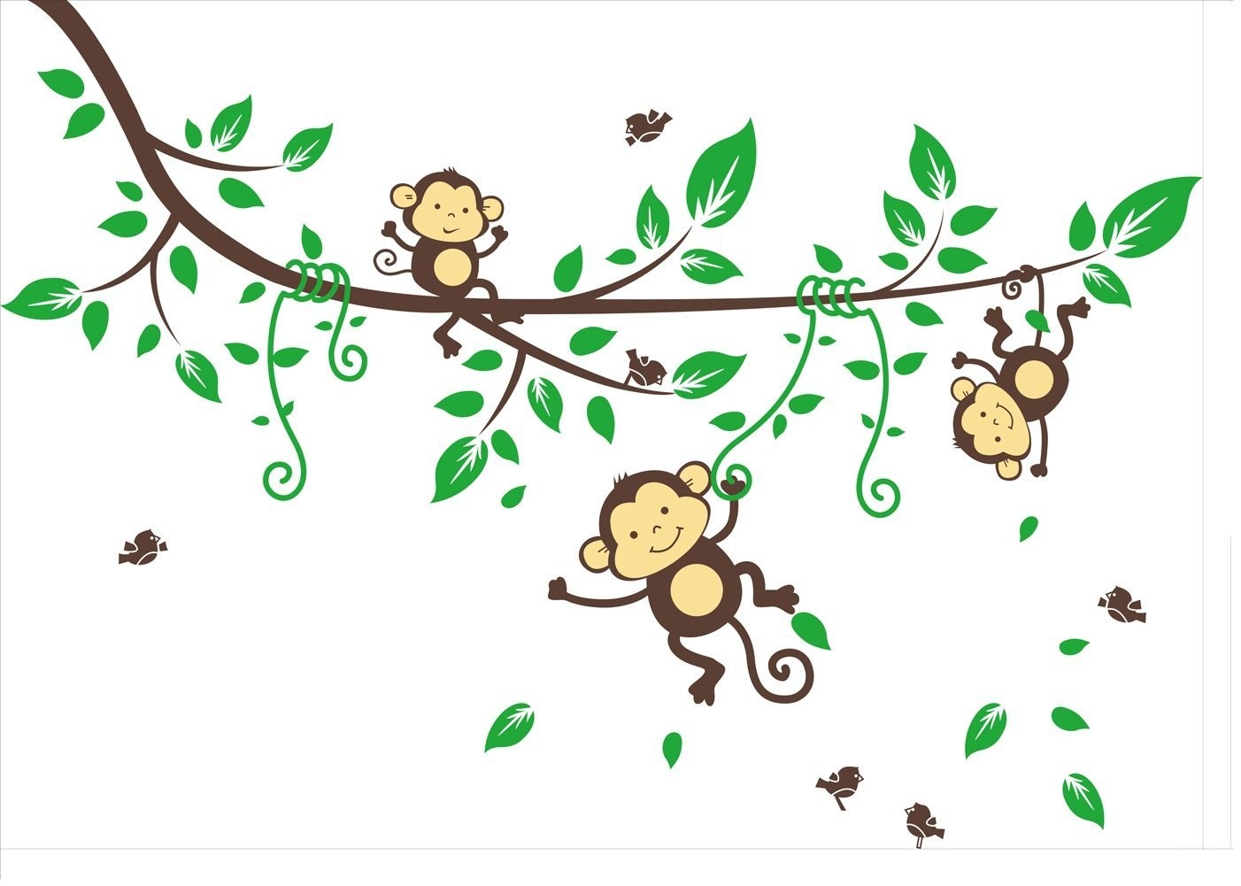 three monkey playing on tree