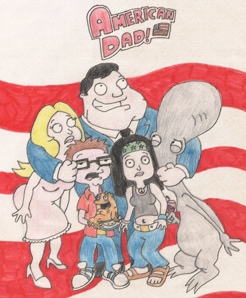 american dad coloured drawing