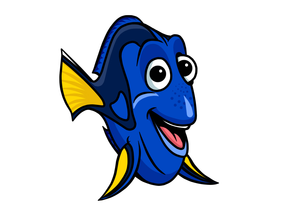 blue wide cartoon fish wallpaper