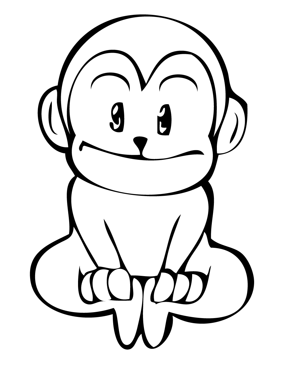 cute baby monkey coloring page