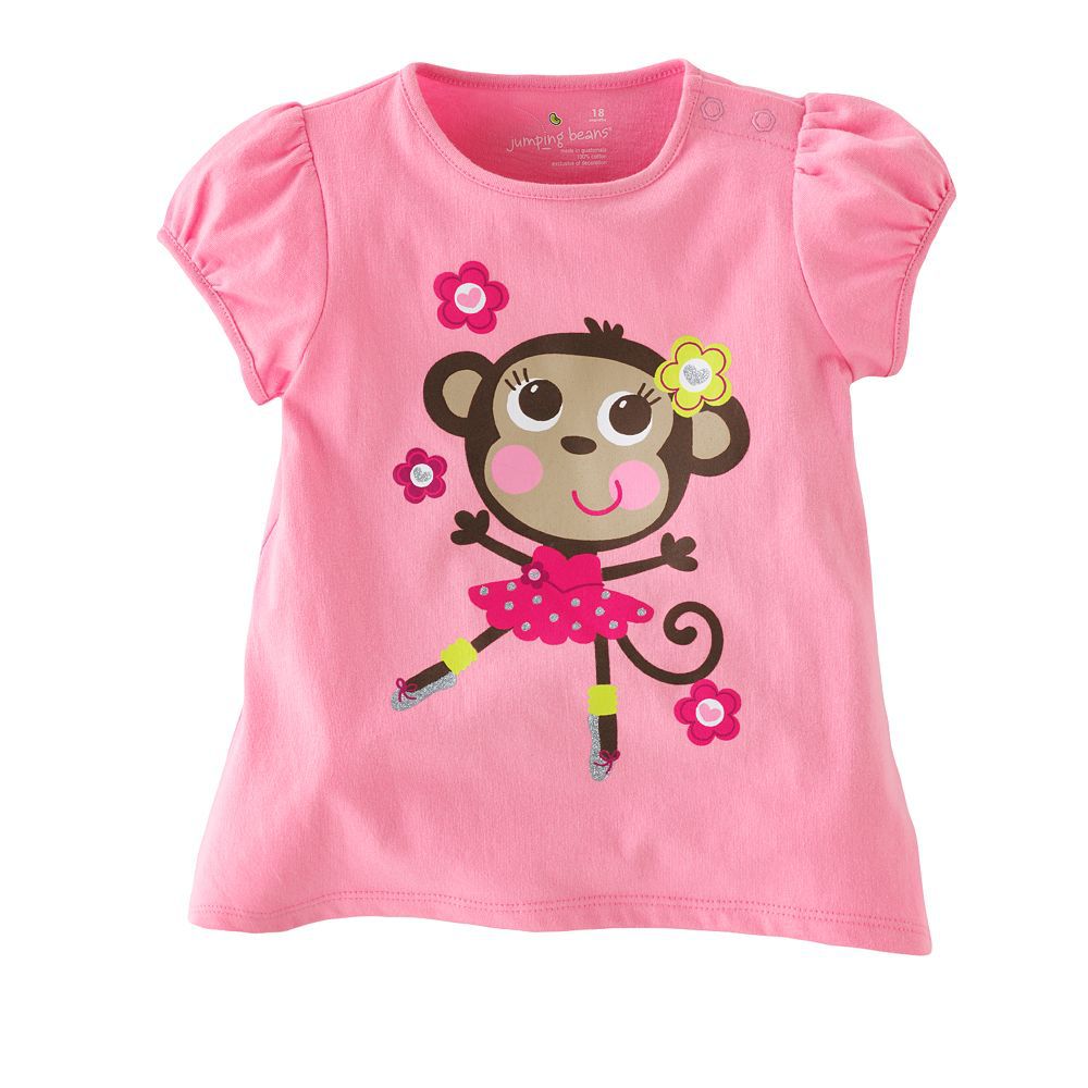 girl cartoon monkey pink t-shirt