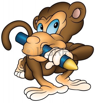 monkey painter colored cartoon